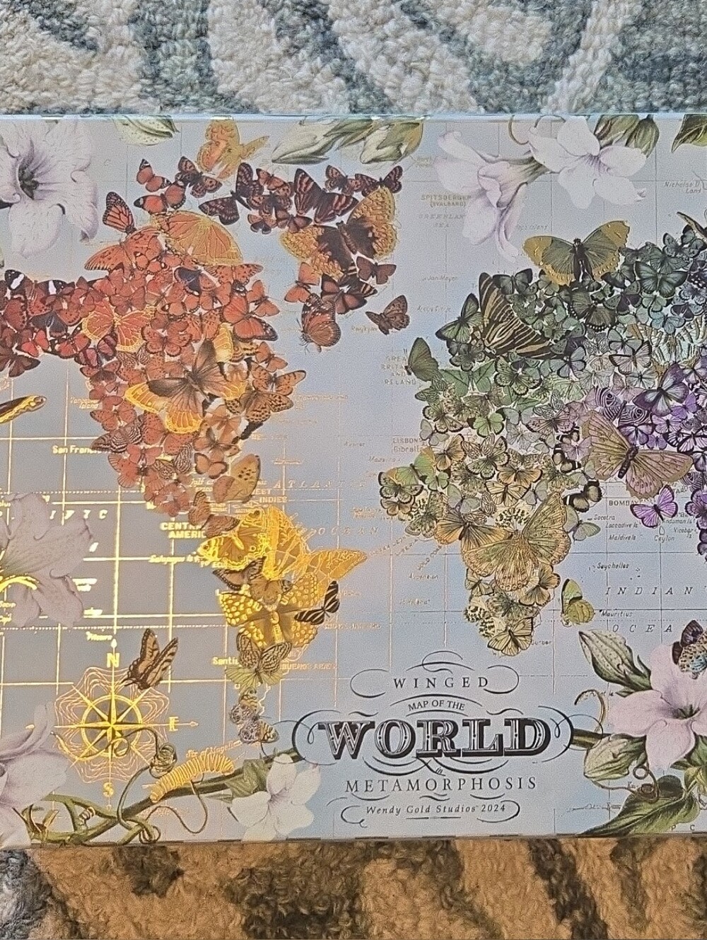 Galison Winged Map Of The World Metamorphosis Butterfly Floral 1000-Piece Puzzle